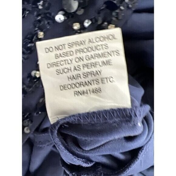 Mac Duggal size 18 Navy 93784 Sequined Beaded V-NECK Formal Cocktail Dress GOWN - Picture 12 of 14